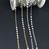 Stainless Steel Pearl Beaded Chains for Jewelry Making Necklace DIY