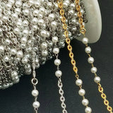 Stainless Steel Pearl Beaded Chains for Jewelry Making Necklace DIY