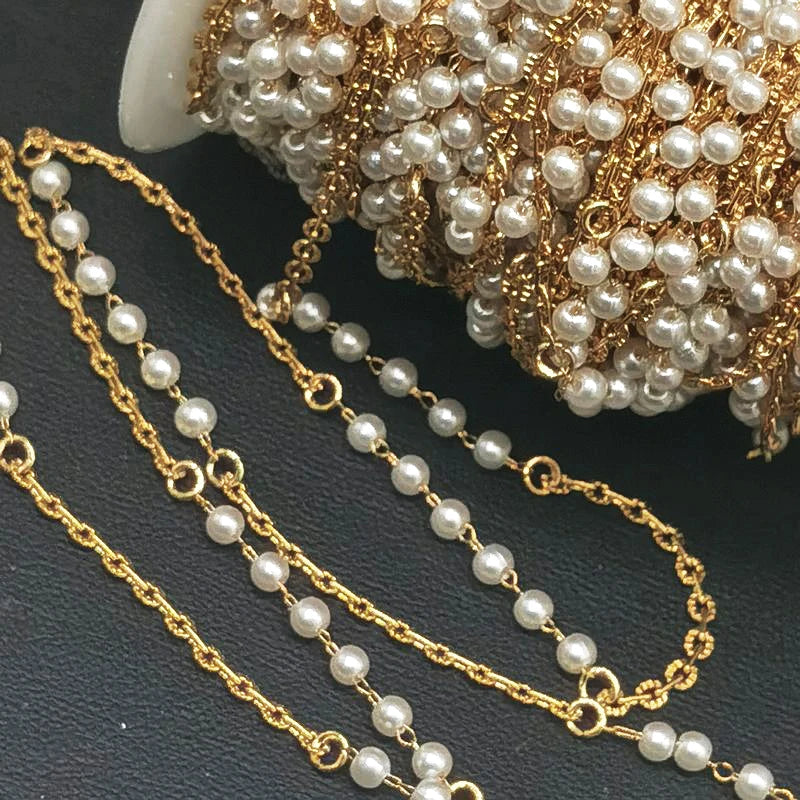 Stainless Steel Pearl Beaded Chains for Jewelry Making Necklace DIY