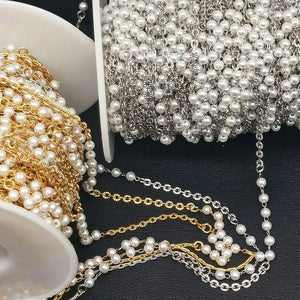 Stainless Steel Pearl Beaded Chains for Jewelry Making Necklace DIY