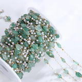 1m Stainless Steel Stone Beaded Chain for Jewelry Making DIY