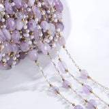 1m Stainless Steel Stone Beaded Chain for Jewelry Making DIY