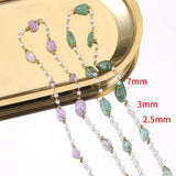 1m Stainless Steel Stone Beaded Chain for Jewelry Making DIY