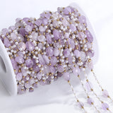 1m Stainless Steel Stone Beaded Chain for Jewelry Making DIY