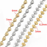 Stainless Steel Love Heart Chains for Necklace Bracelet - No Fade 2M 1M