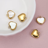 5pcs Stainless Steel Heart Shell Charms for DIY Jewelry Making