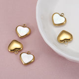 5pcs Stainless Steel Heart Shell Charms for DIY Jewelry Making