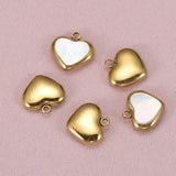 5pcs Stainless Steel Heart Shell Charms for DIY Jewelry Making
