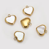 5pcs Stainless Steel Heart Shell Charms for DIY Jewelry Making