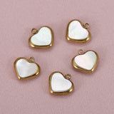 5pcs Stainless Steel Heart Shell Charms for DIY Jewelry Making