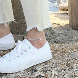 Bohemian Beads Anklet for Women Leg Chain with Tassel - 925 Silver