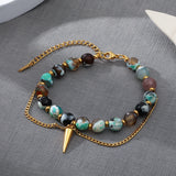 Stone Strand Bracelet Waterproof Stainless Steel Jewelry