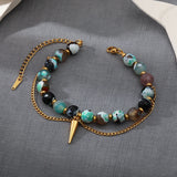 Stone Strand Bracelet Waterproof Stainless Steel Jewelry