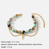 Stone Strand Bracelet Waterproof Stainless Steel Jewelry
