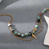 Stone Strand Bracelet Waterproof Stainless Steel Jewelry
