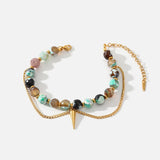 Stone Strand Bracelet Waterproof Stainless Steel Jewelry