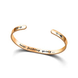 Fede Stainless Steel Cuff Bracelet Engraved Letters Couples Charm Bracelet