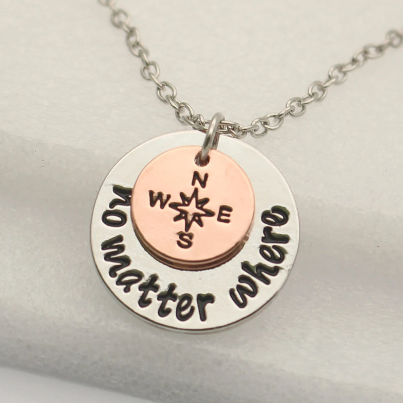 Friendship Necklace Set with Compass and Promise Keychain