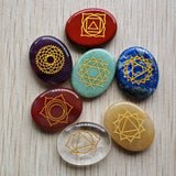 7pcs Natural Stone 7 Chakras Oval Pendants for Jewelry Making