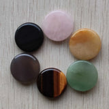 6pcs Natural Stone Round Skull Pattern Pendants for Jewelry Making