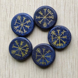 5pcs Natural Lapis Lazuli Carved Round Pendants for Jewelry Making