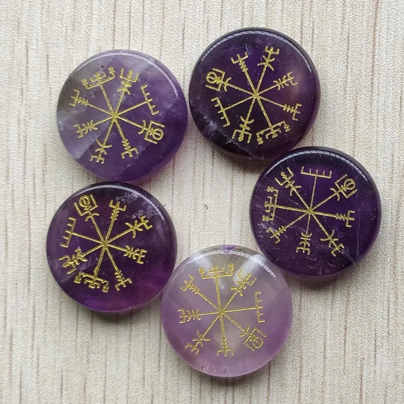 Round Amethyst Stone Pendants 5pcs/lot