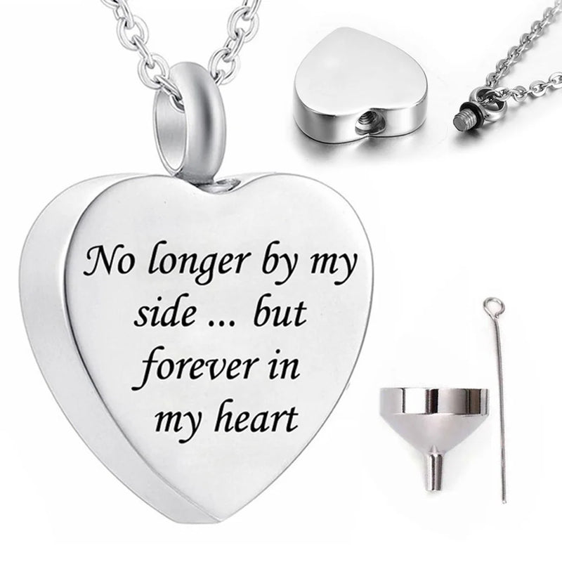 Heart Necklace Cremation Urn for Ashes Stainless Steel Memorial Jewelry