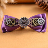 Steampunk Hair Clip with Violet Ribbon Bow
