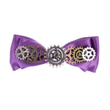 Steampunk Hair Clip with Violet Ribbon Bow