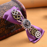 Steampunk Hair Clip with Violet Ribbon Bow