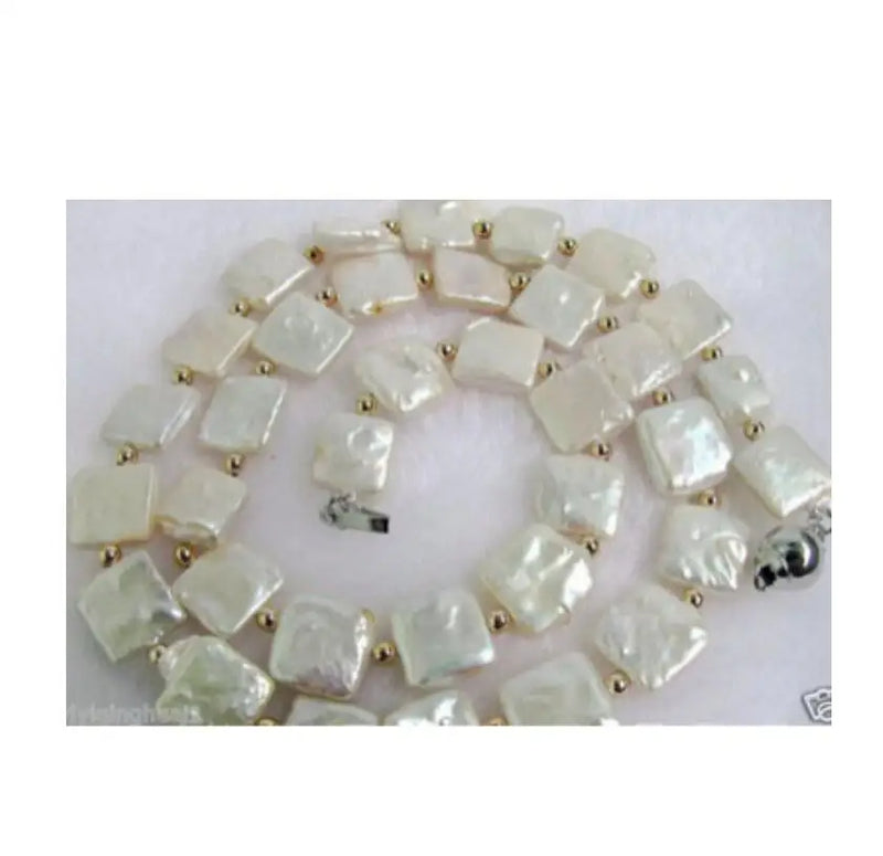 Elegant 12mm Square Freshwater Pearl Necklace