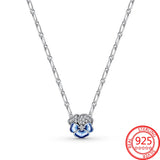 14k 925 Silver Golden Heart Collier Necklace Women's Jewelry