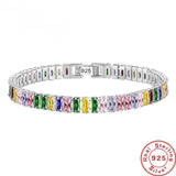 925 Silver Bracelet Chain Crystal Hand Jewelry Women Wedding Party