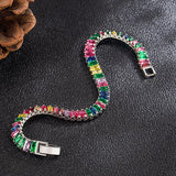 925 Silver Bracelet Chain Crystal Hand Jewelry Women Wedding Party