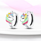 925 Silver Rainbow Pony Earrings CZ Fine Jewelry