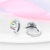 925 Silver Rainbow Pony Earrings CZ Fine Jewelry