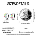 925 Silver Rainbow Pony Earrings CZ Fine Jewelry