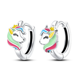 925 Silver Rainbow Pony Earrings CZ Fine Jewelry