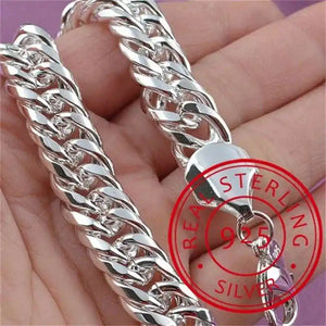 925 Silver Square Chain Bracelet for Women Men Party Gift