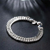 925 Silver Square Chain Bracelet for Women Men Party Gift
