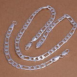 925 Sterling Silver 18K Chain Bracelet Necklace Set