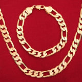 925 Sterling Silver 18K Chain Bracelet Necklace Set