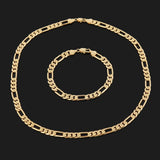925 Sterling Silver 18K Chain Bracelet Necklace Set