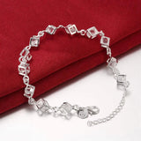 925 Silver Crystal Bracelet for Women Wedding Party