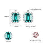 Emerald Green Stud Earrings CZ Sterling Silver Wedding Jewelry