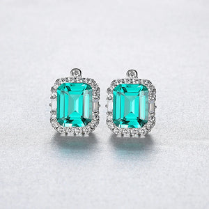 Emerald Green Stud Earrings CZ Sterling Silver Wedding Jewelry