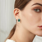 Emerald Green Stud Earrings CZ Sterling Silver Wedding Jewelry