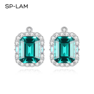 Emerald Green Stud Earrings CZ Sterling Silver Wedding Jewelry