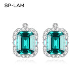 Emerald Green Stud Earrings CZ Sterling Silver Wedding Jewelry