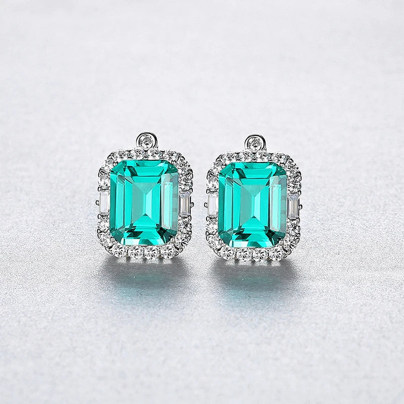 Emerald Green Stud Earrings CZ Sterling Silver Wedding Jewelry